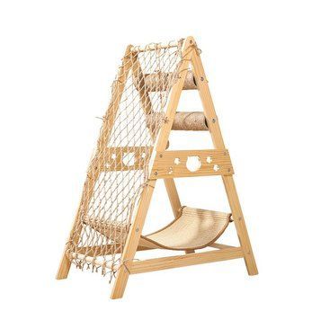 Игровой комплекс-лазалка 3в1 для кошек с лежанкой TOWER. Кошачий игровой домик с гамаком, когтеточкой, сеткой для лазания TOWER-1 фото